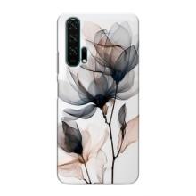 Чехол с цветочным принтом на Хуавей Хонор 20 Про – Цветы на белом