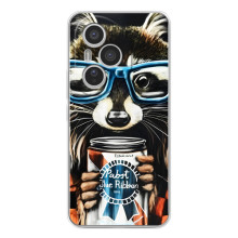 Чехол с принтом для Хуавей Онор 400 Про - (Прикольные) (AlphaPrint) (Енот с банкой)