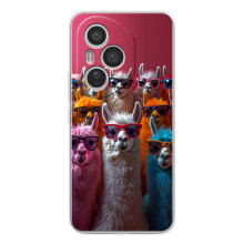 Чехол с принтом стильные животные для Хуавей Онор 400 Про (Ламы в очках)