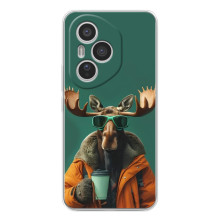 Чехол с принтом стильные животные для Хуавей Онор 400 Про (Лось с кофе)