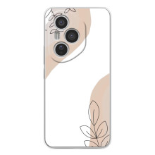 Силиконовый чехол с принтом в цветах на Huawei Honor 400 Pro – Нюдовый дизайн