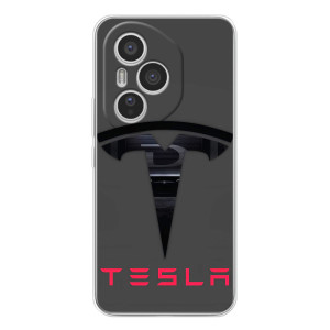 Силиконовый бампер с картинкой машины на Huawei Honor 400 Pro (Logo TESLA)