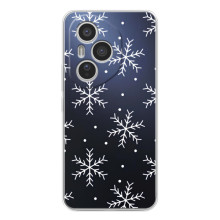 Зимні Чохли для Модель телефона "Huawei Honor 400 Pro" українськими буквами і цифрами буде виглядати так: **Хуавей Хонор 400 Про**. - прозорий фон (Білі сніжинки)