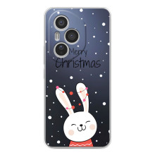 Зимні Чохли для Модель телефона "Huawei Honor 400 Pro" українськими буквами і цифрами буде виглядати так: **Хуавей Хонор 400 Про**. - прозорий фон (Різдвяний заєць)