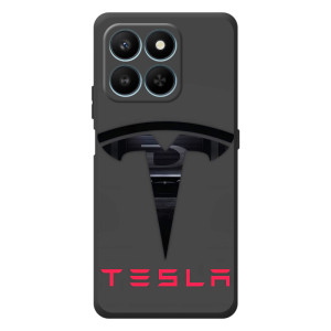 Силиконовый бампер с картинкой машины на Huawei Honor 400 Smart (Logo TESLA)
