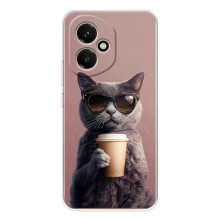 Чохол з принтом стильні тварини для Модель телефона "Huawei Honor 400" украинськими буквами та цифрами буде виглядати так: "Хуавей Хонор 400". (Кіт з кавою)