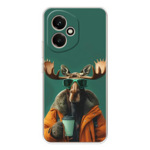 Чохол з принтом стильні тварини для Модель телефона "Huawei Honor 400" украинськими буквами та цифрами буде виглядати так: "Хуавей Хонор 400". (Лось з кавою)