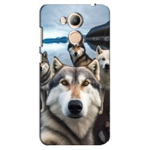 Чехол с Хаски для Huawei Honor 6c Pro - (AlphaPrint) (Селфи ХАски)