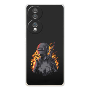 Силиконовый чехол с картинкой "Герой Pubg" на Huawei Honor 70 – В огне