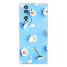 Чехол с Цветами для Huawei Honor 70 (ромашки на голубом)