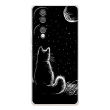 Чехол с принтом для Huawei Honor 70 (AlphaPrint) Модные коты – Котик и луна