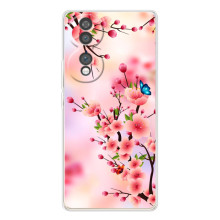 Чехол с принтом САКУРЫ на Huawei Honor 70 – Бабочки на сакуре