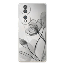 Чехол с цветочным принтом на Хайер Хоннор 70 (Черные цветы)