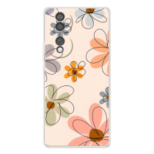 Чехол с цветочным принтом на Хайер Хоннор 70 (Разноцветные цветы)
