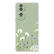 Чехол с цветочным принтом на Хайер Хоннор 70 (Цветы на зеленом)