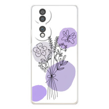 Силиконовый чехол с принтом в цветах на Huawei Honor 70 – Фиолетовый букет