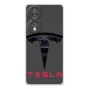 Силиконовый бампер с картинкой машины на Huawei Honor 70 – Logo TESLA
