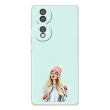Силиконовый Чехол на Huawei Honor 70 с картинкой Стильных Девушек (В шапке)