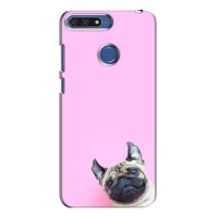 Бампер для Huawei Honor 7A Pro с картинкой "Песики" (Собака на розовом)