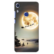 Новорічні, Святкові Чохли для Huawei Honor 8A - 2024 год (Санта на місяці)