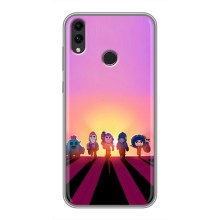 Силиконовый Чехол на Huawei Honor 8X с картинкой Brawl Stars (Персонажи в закате)