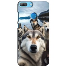 Чехол с Хаски для Huawei Honor 9 Lite - (AlphaPrint) (Селфи ХАски)