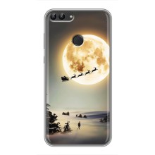 Новогодние, Праздничные Чехлы для Huawei Honor 9 Lite - 2024 год (Санта на луне)
