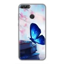 Силиконовый бампер с картинкой животных для Huawei Honor 9 Lite (Бабочка синяя)