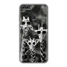 Силиконовый чехол с КАРТИНКАМИ лето для Huawei Honor 9 Lite (AlphaPrint) (Жирафы в очках)