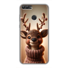 Яркий чехол для Huawei Honor 9 Lite с Зимними Оленятами – Олень в свитере