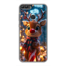 Яркий чехол для Huawei Honor 9 Lite с Зимними Оленятами – Олень в шарфе