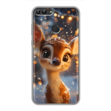 Яркий чехол для Huawei Honor 9 Lite с Зимними Оленятами – Оленёнок среди гирлянд