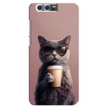 Чехол с принтом стильные животные для  Хуавей Хонор 9, Глори 9, СТВ – Кот с кофе