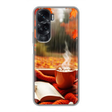 Чехол с уникальным дизайном «Осень с кофе» для Huawei Honor 90 Lite – Кофе и дождь