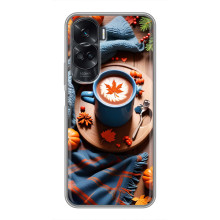 Чехол с уникальным дизайном «Осень с кофе» для Huawei Honor 90 Lite – Кофе и тыквы