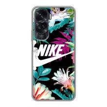 Силиконовый Чехол на Huawei Honor 90 Lite с картинкой Nike (Цветочный Nike)