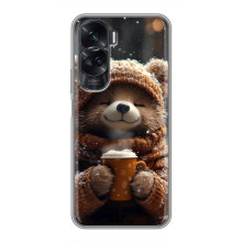 Печатный чехол «Зверята с кофе» для Huawei Honor 90 Lite – Мишка с кофе