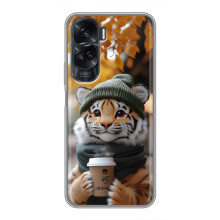 Печатный чехол «Зверята с кофе» для Huawei Honor 90 Lite – Тигр с кофе