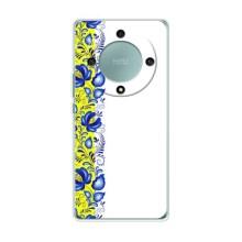 Силиконовый Чехол на Huawei Honor Magic 5 Lite 5G с картинкой Вышиванки (Желто-синяя вышиванка)