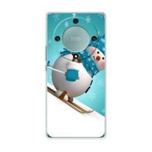 Новогодние Чехлы для Хуавей Хонор Меджик 5 Лайт 5G (VPrint) (Снеговик на лыжах)