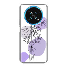 Силиконовый чехол с принтом в цветах на Huawei Honor Magic 6 Lite 5G – Фиолетовый букет
