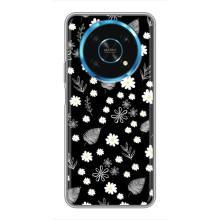 Чехлы с тематикой "ЦВЕТЫ" на Huawei Honor Magic 6 Lite 5G (цветение на чорном)