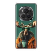 Чохол з принтом стильні тварини для Хорон Меджік 6 Про (Лось з кавою)