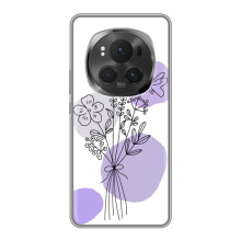 Силиконовый чехол с принтом в цветах на Huawei Honor Magic 6 Pro – Фиолетовый букет