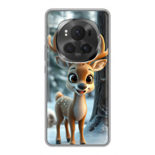 Яскравий чохол для Huawei Honor Magic 6 Pro з Зимові Оленята (Оленятко в лісі)