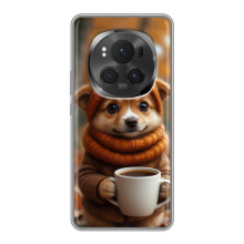 Печатный чехол «Зверята с кофе» для Huawei Honor Magic 6 Pro – Песик с кофе
