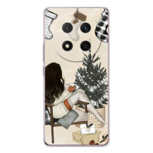 Рождественские, Праздничные Чехлы для Хонор Меджик 7 Лайт (Девушка с елкой)