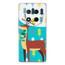 Силиконовый бампер с картинкой животных для Huawei Honor Magic 7 Lite (Олень с шарфом)