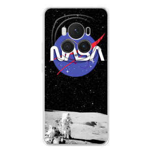 Силиконовый бампер с принтом "Наса" на Huawei Honor Magic 7 Pro – Nasa на луне