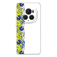 Силіконовый Чохол на Huawei Honor Magic 7 Pro з картинкой Вишиванки (Жовто-біла вишиванка)